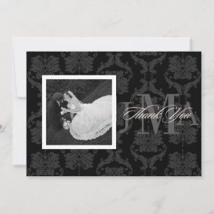 Cartões de agradecimento Monogram Damask, lisos