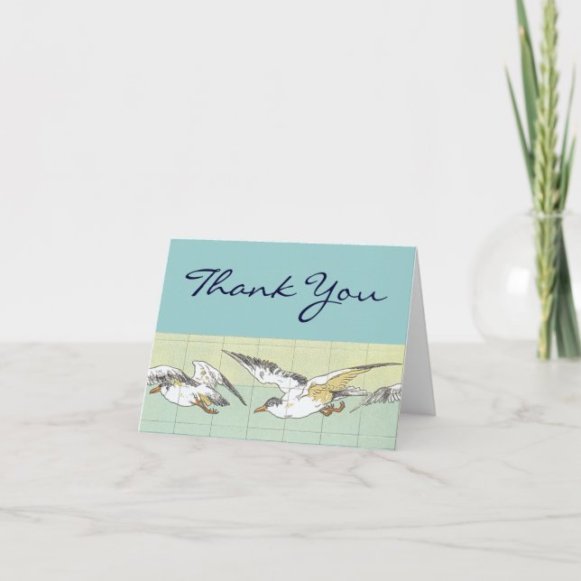 Cartões de Agradecimento Ocean Seagulls Tile Art (Frente)