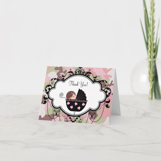 Cartões de Agradecimento para Bebê com Camuflagem  (Frente)