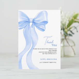 Cartões de agradecimento para chá de bebê com laço