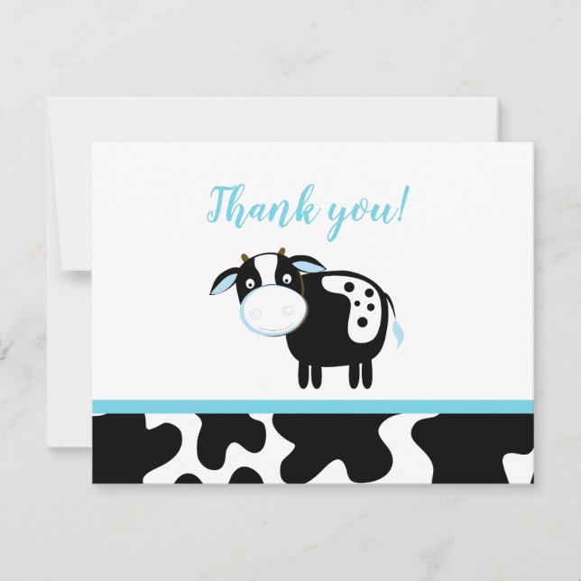 Cartões de agradecimento para chá de bebê da Vaca  (Frente)