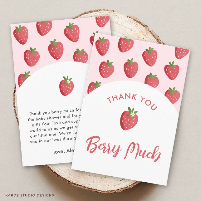 Cartões de Agradecimento para Chá de Bebê Doce Mor (The front and back of the card are shown in 3.5 x 5 in. Choose size, paper, and corner style.)