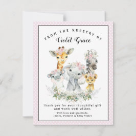 Cartões de Agradecimento para Chá de Bebê Safari B