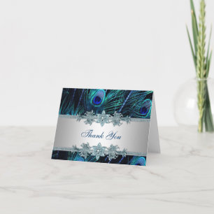 Cartões de Agradecimento Pavão Azul Royal Teal