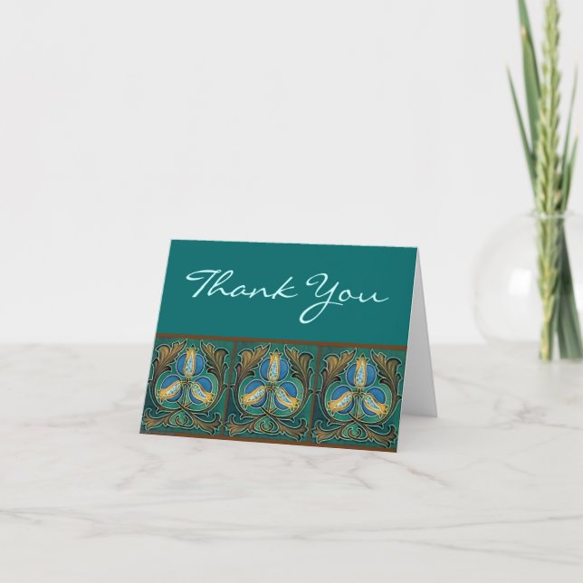 Cartões de Agradecimento Personalizados Romã Azul (Frente)