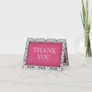 Cartões de Agradecimento Pink Stitched Damask