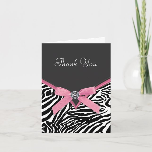 Cartões de Agradecimento Pink Zebra (Frente)