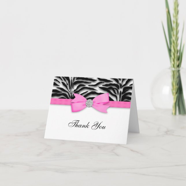 Cartões de Agradecimento Pink Zebra (Frente)