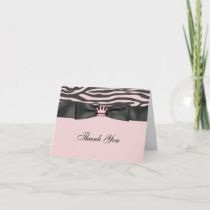 Cartões de Agradecimento Pink Zebra Rosa Princesa