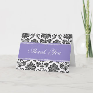 Cartões de Agradecimento Preto Damask
