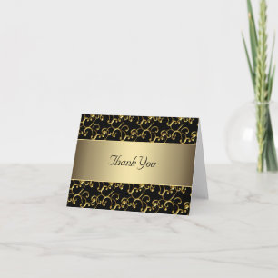Cartões de Agradecimento Preto Dourado Redemoinho