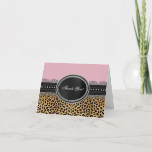 Cartões de agradecimento Pretty Pink Leopard