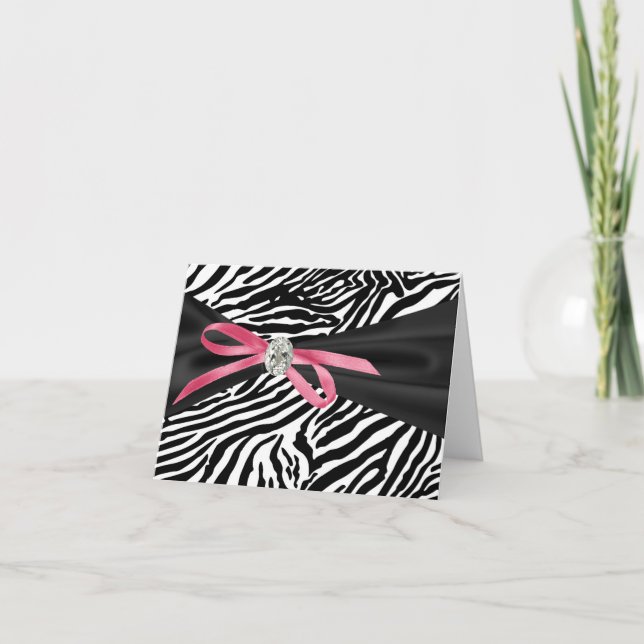 Cartões de Agradecimento Pretty Pink Zebra (Frente)