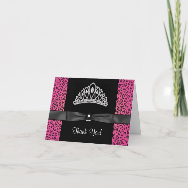 Cartões de Agradecimento Princesa Leopardo Rosa Qu (Frente)