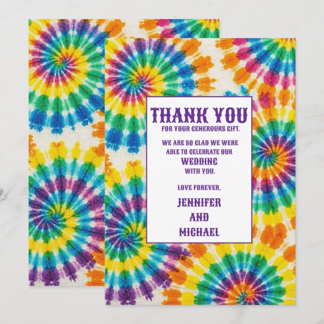 Cartões de Agradecimento Psychedelic Tie Dye (Frente/Verso)