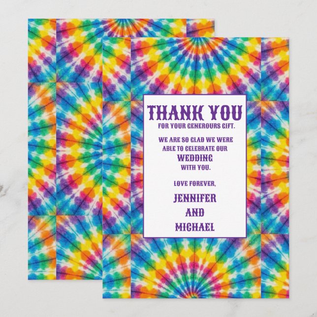 Cartões de Agradecimento Psychedelic Tie Dye (Frente/Verso)