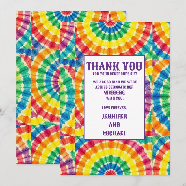 Cartões de Agradecimento Psychedelic Tie Dye (Frente/Verso)