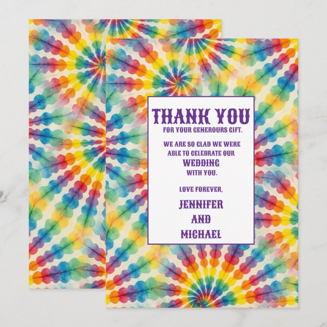 Cartões de Agradecimento Psychedelic Tie Dye (Frente/Verso)