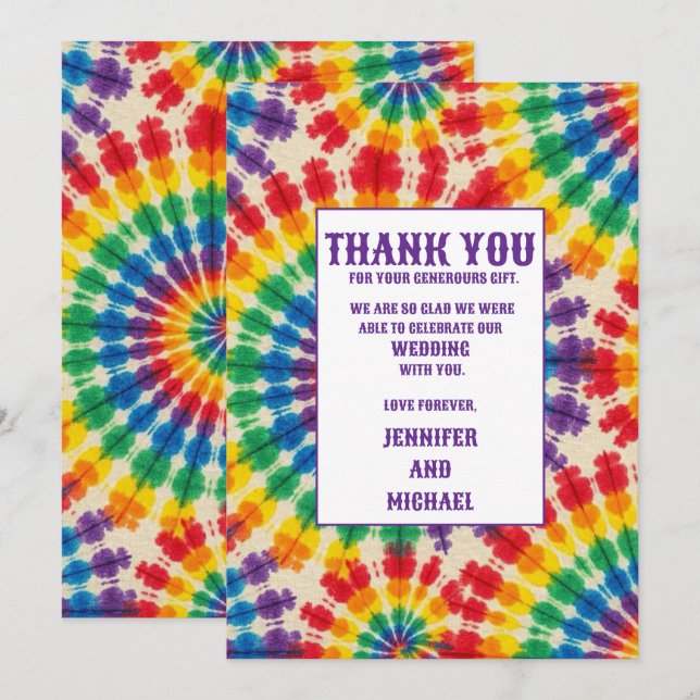 Cartões de Agradecimento Psychedelic Tie Dye (Frente/Verso)