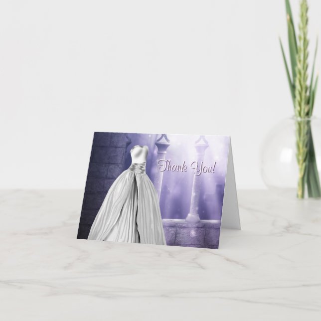 Cartões de agradecimento Quinceanera Roxo Lavanda (Frente)