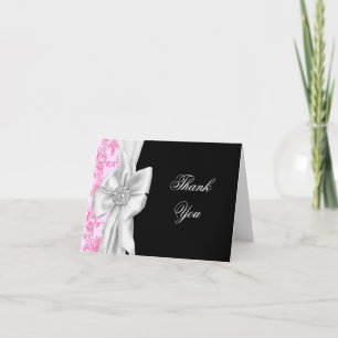 Cartões de Agradecimento Rosa Damasco Rosa Preto