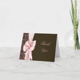 Cartões de Agradecimento Rosa e Marrom Elegantes