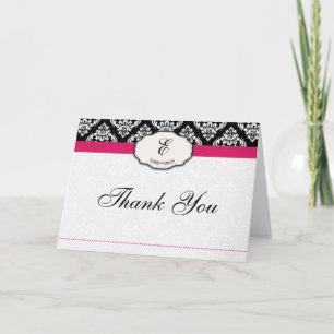 Cartões de Agradecimento Rosa Vibrante Damask
