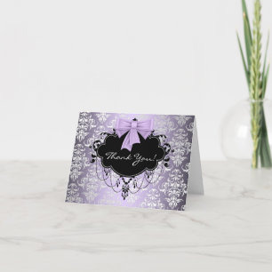 Cartões de Agradecimento Roxo e Preto Damask
