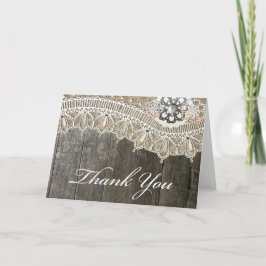 Cartões de Agradecimento Rustic Lace Vintace Wood
