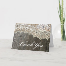 Cartões de Agradecimento Rustic Lace Vintace Wood