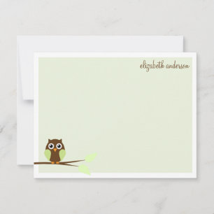 Cartões de Agradecimento Sweet Green Owl Flat
