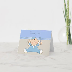 Cartões de agradecimento Tan Blue Prince Baby Boy