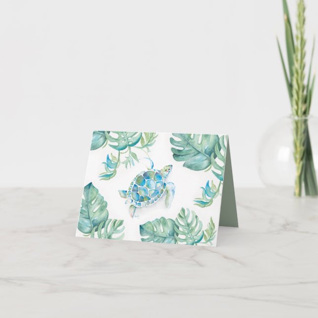 Cartões de Agradecimento Tropicais Tartaruga Marin (Frente)