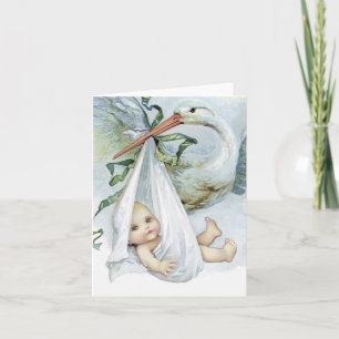 Cartões de Agradecimento Vintage Blue Stork