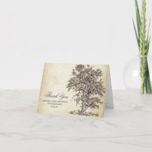 Cartões de agradecimento vintage de velho carvalho
