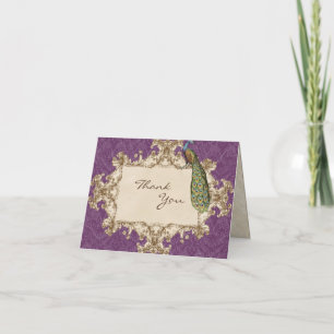 Cartões de Agradecimento Vintage Peacock & Gravura