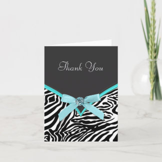 Cartões de Agradecimento Zebra Azul Turquesa