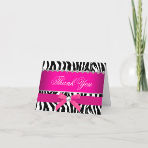 Cartões de Agradecimento Zebra Rosa Vibrante