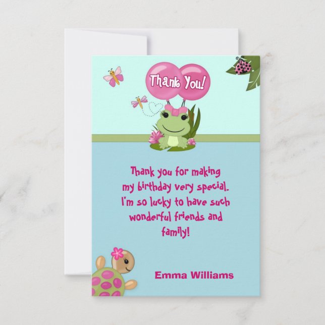 Cartões de agradecimentos 3,5" do SAPO da menina (Frente)