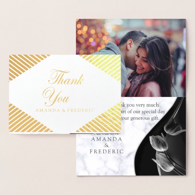 Cartões de agradecimentos Abstrato preto branco mo (Exibição)