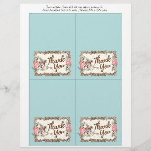 cartões de agradecimentos - Alice no País das Ma