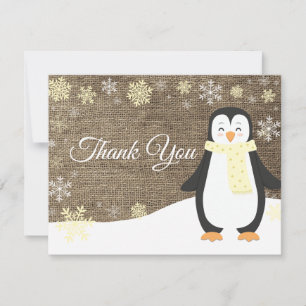 Cartões de agradecimentos Amarelo Pinguin Inverno