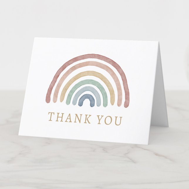Cartões de agradecimentos Arco-Íris Boho (Boho Watercolor Colorful Rainbow Thank You Card by Painted Paperie
)