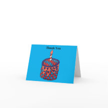 Cartões de agradecimentos azul-céu com cupcake de