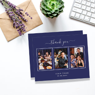 Cartões de agradecimentos azul de marinho de anive