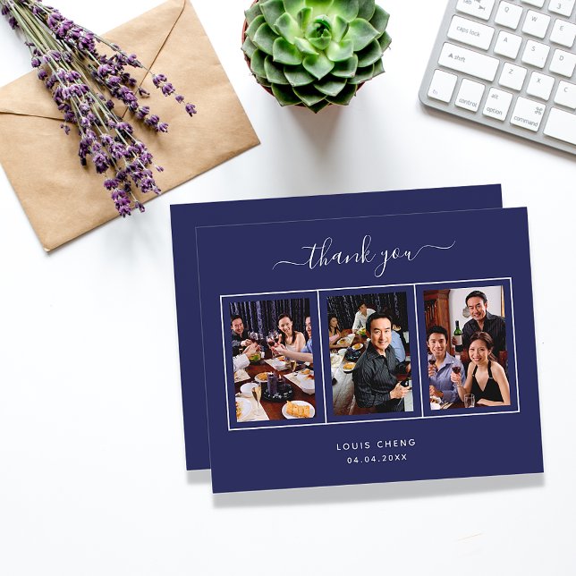 Cartões de agradecimentos azul de marinho de anive (Criador carregado)