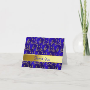 cartões de agradecimentos — Azul e Dourado