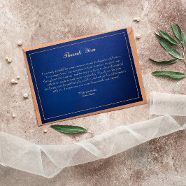 Cartões de agradecimentos Azul Elegante e Dourado 