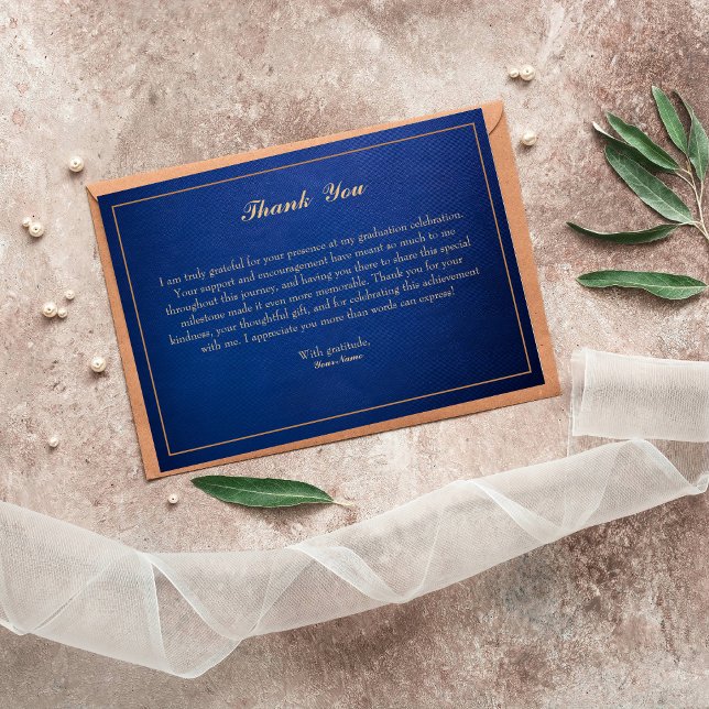 Cartões de agradecimentos Azul Elegante e Dourado  (Criador carregado)