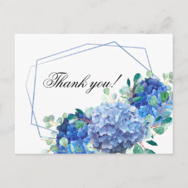 Cartões de agradecimentos azul hydrangea eucalipto